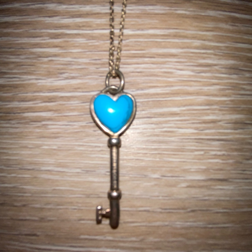 Blue stone key necklace
